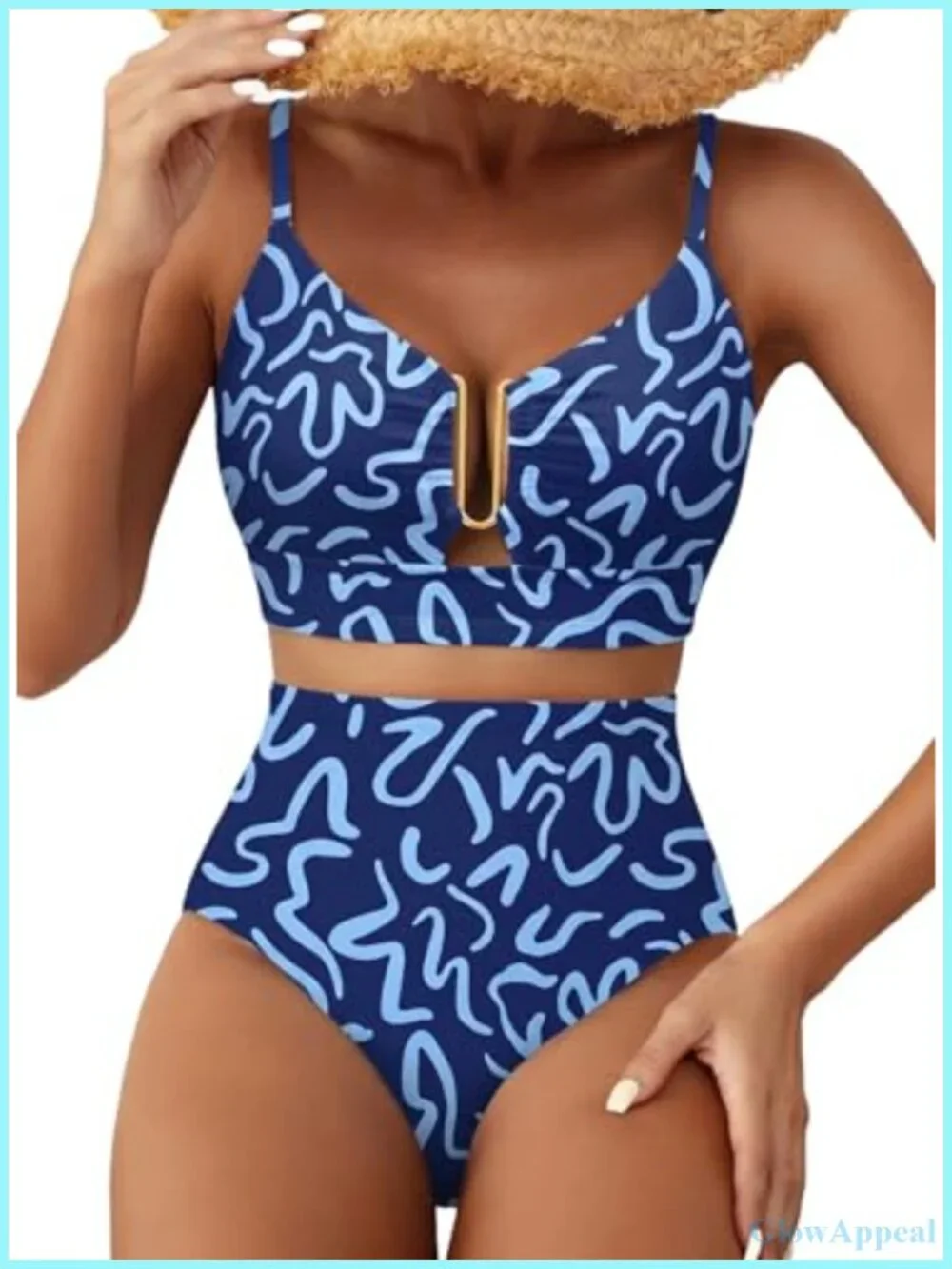 Women's 2 Piece High Waisted U Wire Bikini Set Floral Print Crisscross Back